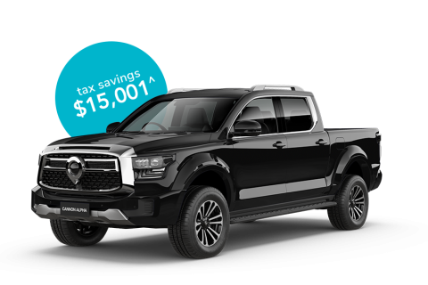 Novate a GWM Cannon Alpha Lux Auto 4WD Dual Cab through RemServ and you could save on tax.